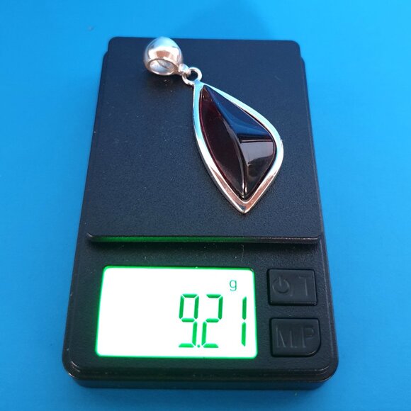 2'' Elegant Vintage 925 Sterling Silver Baltic Cherry Amber Modernist Pendant - Picture 11 of 11